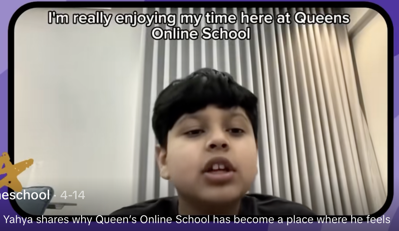 Queen's online schoolboy shares his joy at being at the school