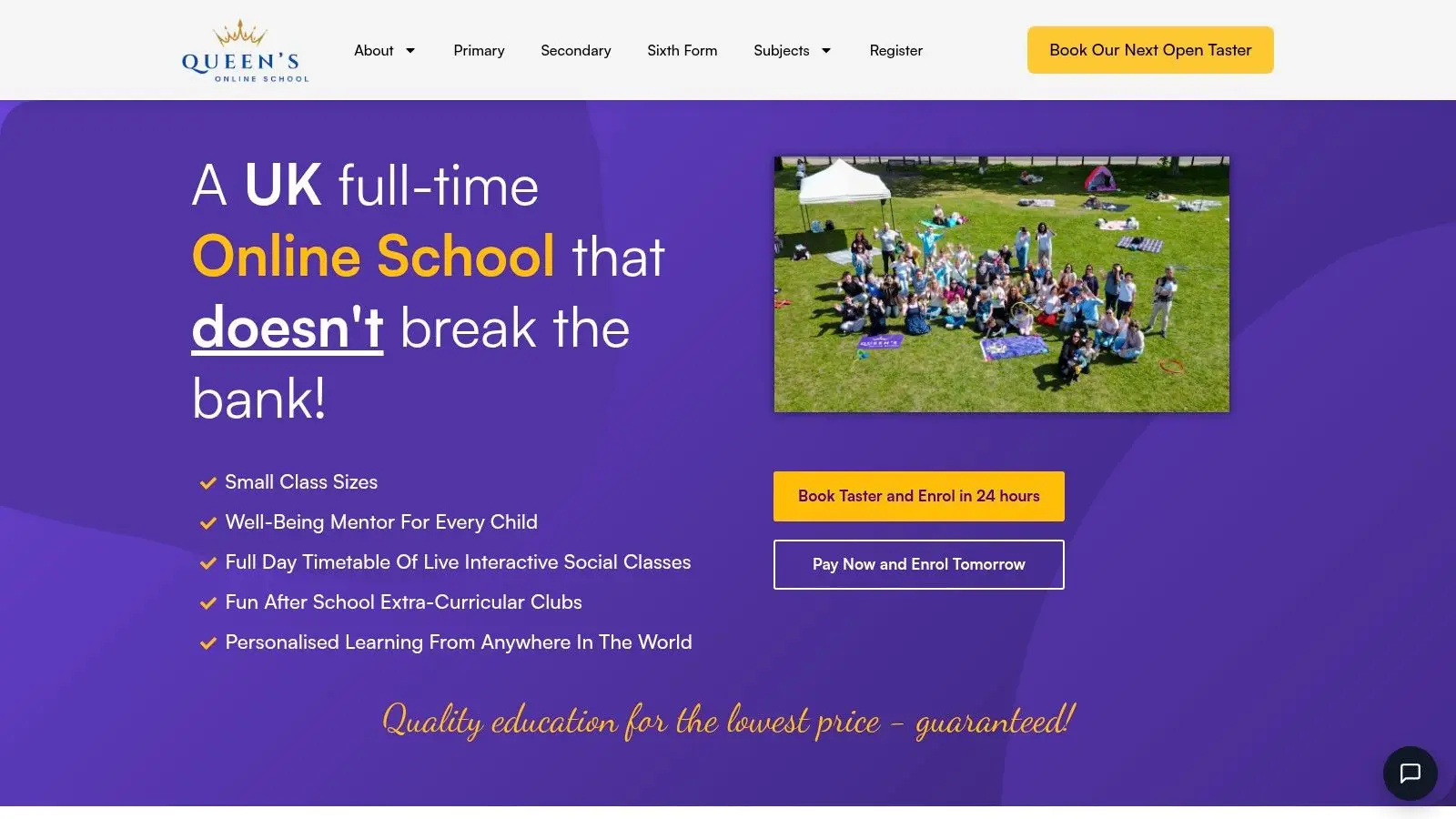 Screenshot from https://queensonlineschool.com