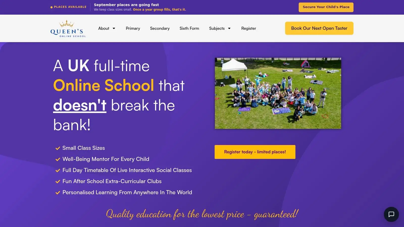 Screenshot from https://queensonlineschool.com