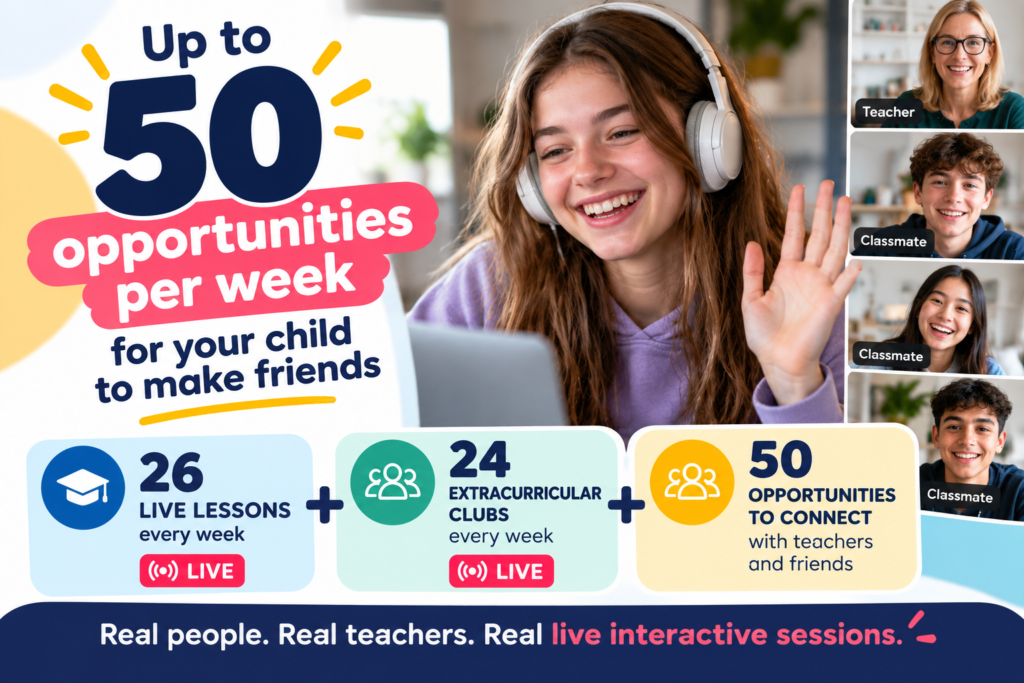 upto 50 live interactive sessions per week at queen's online school